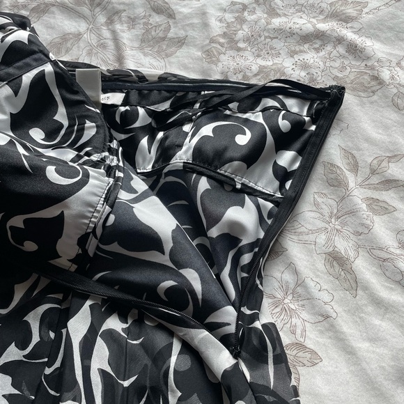 Y2K Black White Silk Strapless Halter Flutter Top 10 Fairycore Office Siren Goth - Picture 7 of 11